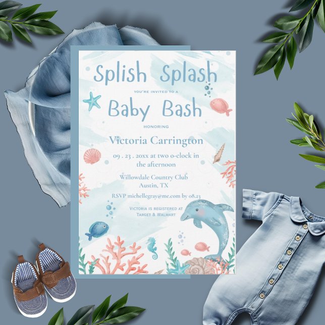 Splish Splash Baby Bash Ocean Fish Baby Dusche Einladung (Von Creator hochgeladen)
