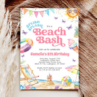 Splish Splash Beach Geburtstagsparty Einladung