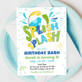 Splish Splash Birthday Bash Boy Pool Party Einladung