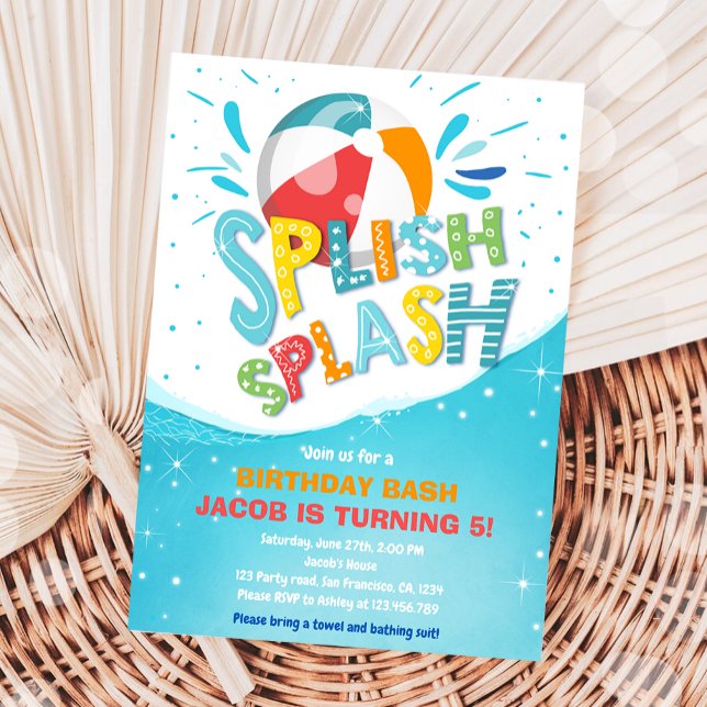 Splish Splash Birthday Bash Boy Pool Party Einladung (Von Creator hochgeladen)