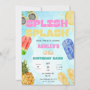 Splish Splash Birthday Bash Girl Pool Party Einladung