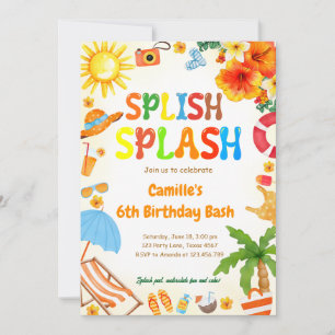 Splish Splash Birthday Bash Pool Party Einladung