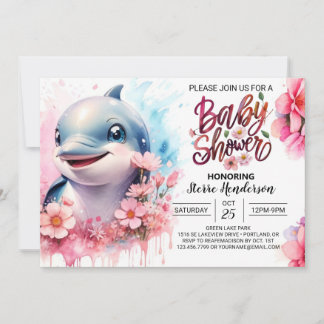 Splish-Splash Dolphin Girl Babydusche Einladung