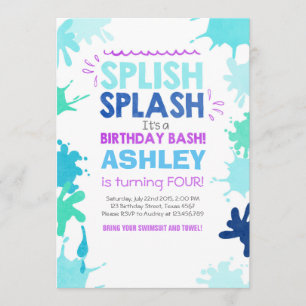 Splish Splash Einladung zum Geburtstag Girl Pool P