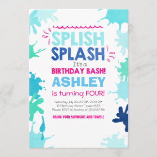 Splish Splash Geburtstags-Einladung Girl Einladung
