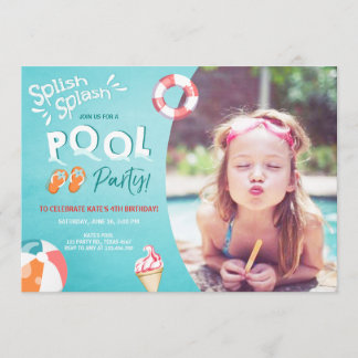 Splish Splash Geburtstagseinladung Pool Party Einladung