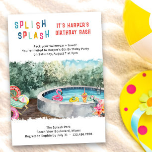 Splish Splash Geburtstagsfeier Kinder Wasserparty Einladung