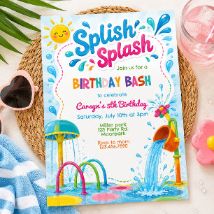 Splish Splash Geburtstagsfeier Splash Pad Einladung