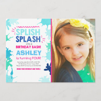 Splish Splash Geburtstagslufthaus Girl Einladung