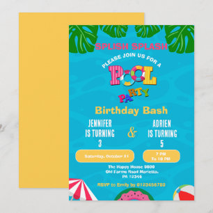 Splish Splash Gemeinsame Poolparty Zum Geburtstag Einladung