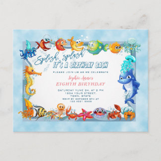 Splish Splash Girl Einzigartiger Achter Pool Gebur Postkarte