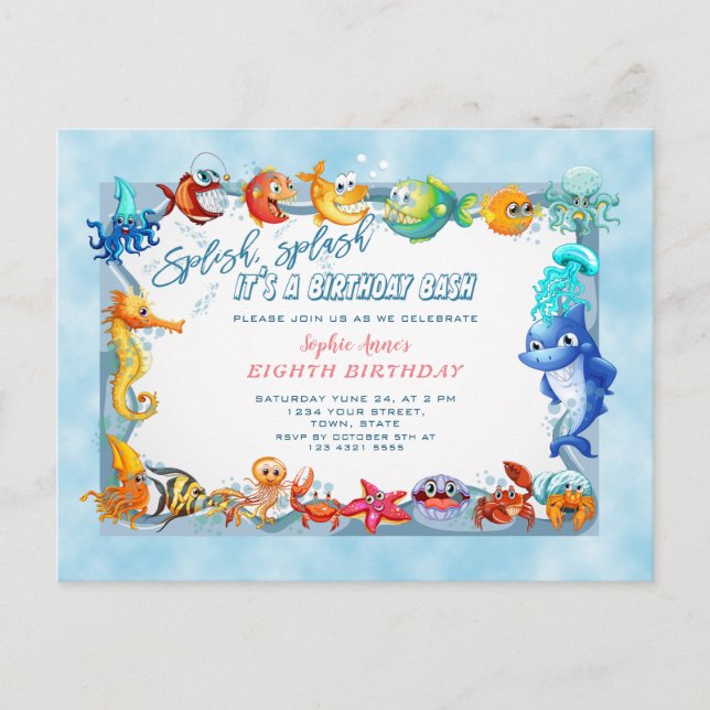 Splish Splash Girl Einzigartiger Achter Pool Gebur Postkarte (Vorderseite)