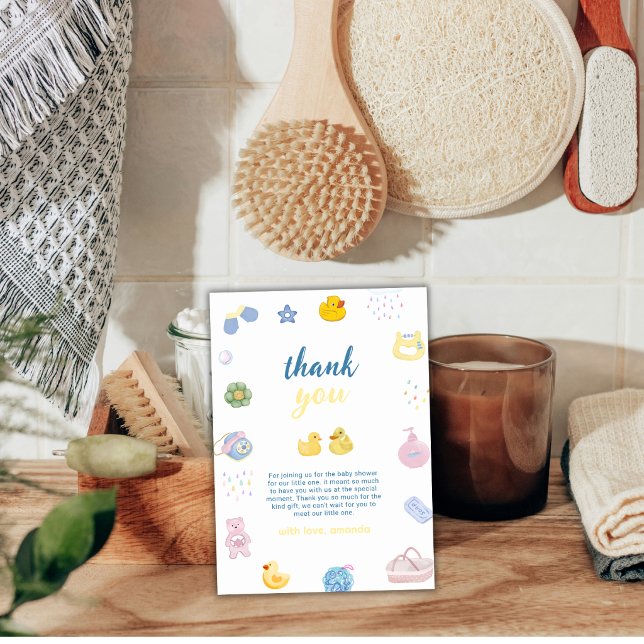 Splish Splash Gummiente Baby Shower   Dankeskarte (Splish Splash Rubber Duck Bath Baby Shower Thank You Card)