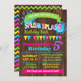 Splish Splash Hot Pink Geburtstag Sommerbash Party Einladung