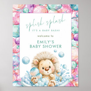 Splish Splash Löwe Druckbare Willkommen Baby Showe Poster