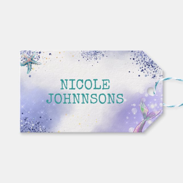 Splish splash magische Meerjungfrau Geburtstagsbas Geschenkanhänger (Vorderseite (Horizontal))