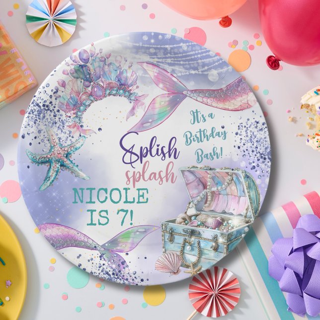 Splish splash magische Meerjungfrau Geburtstagsbas Pappteller (Von Creator hochgeladen)