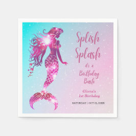 Splish Splash Mermaid Baby Girl 1. Geburtstag Serviette