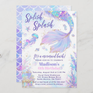 Splish Splash Mermaid Bash Birthday Einladung