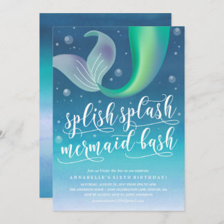 Splish Splash Mermaid Bash Birthday Einladung