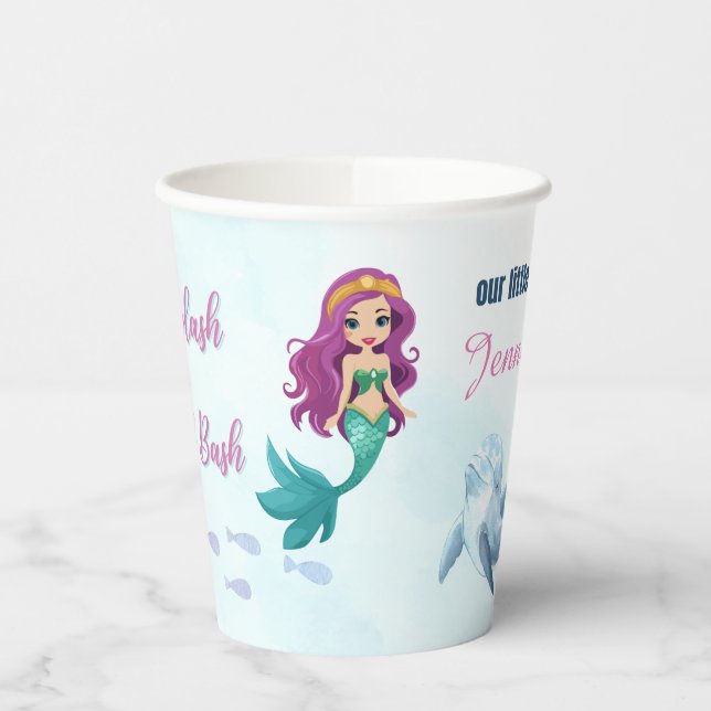 Splish Splash Mermaid Bash jedes Alter Mädchen Geb Pappbecher (Links)
