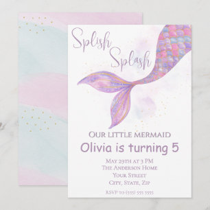 Splish Splash Mermaid Birthday Einladung