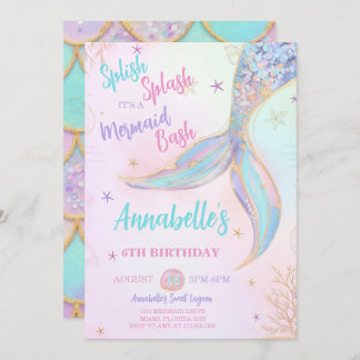 Splish Splash Mermaid Birthday Einladung