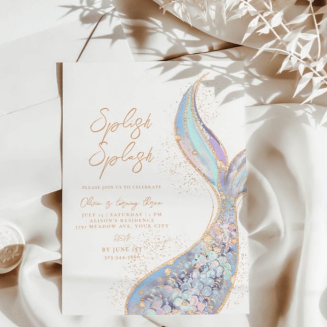 Splish Splash Mermaid Birthday Einladung (Von Creator hochgeladen)