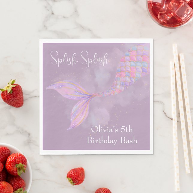 Splish Splash Mermaid Birthday Napkins Serviette (Beispiel)
