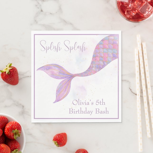 Splish Splash Mermaid Birthday Napkins Serviette (Beispiel)