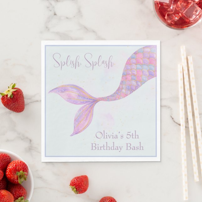 Splish Splash Mermaid Birthday Napkins Serviette (Beispiel)