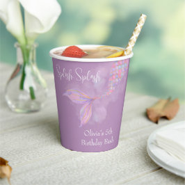 Splish Splash Mermaid Birthday Paper Cups Pappbecher