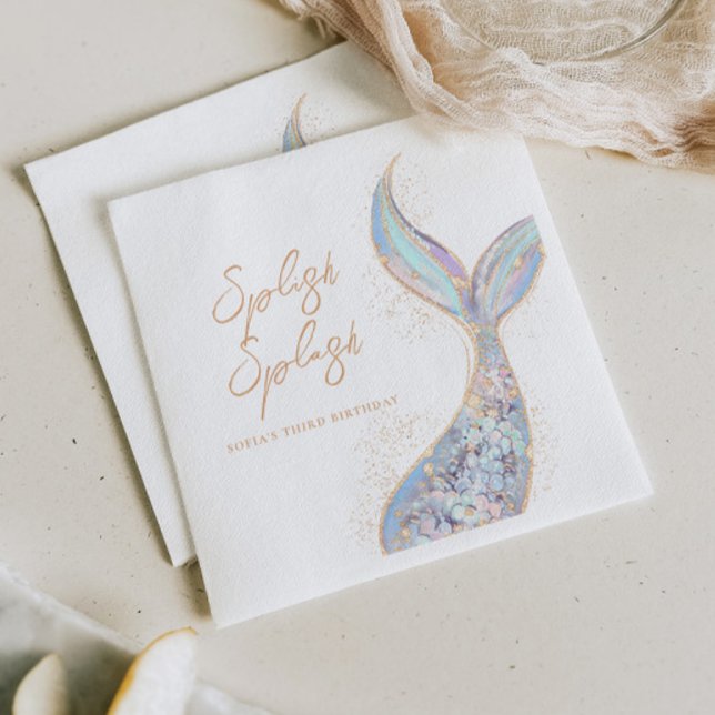 Splish Splash Mermaid Birthday Serviette (Von Creator hochgeladen)