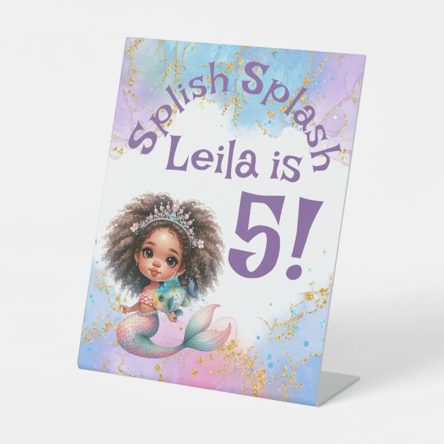 Splish Splash Mermaid Party Pedestal Zeichen Sockelschild (Vorderseite)