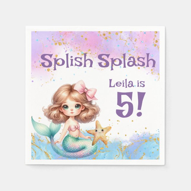 Splish Splash Mermaid Party Serviette (Vorderseite)
