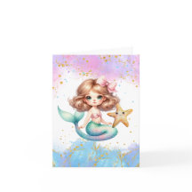 Splish Splash Mermaid Party Vielen Dank Cards