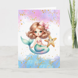 Splish Splash Mermaid Schlichtes Party Geburtstags Karte