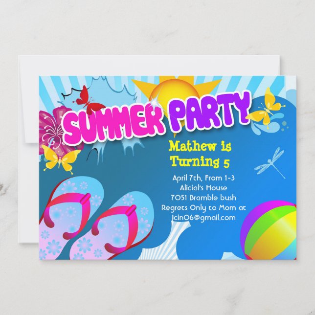 Splish Splash Party Geburtstagsfeier Einladung (Vorderseite)