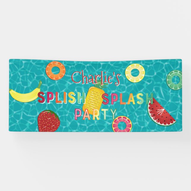 Splish Splash Party l Pool Birthday l Summer Fruch Banner (Horizontal)