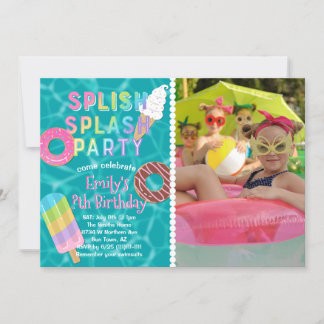 Splish Splash Party l Pool Geburtstag l Desserts Einladung