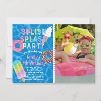 Splish Splash Party l Pool Geburtstag l Desserts Einladung