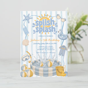 Splish Splash Pool Boy Party Geburtstagseinladung Einladung