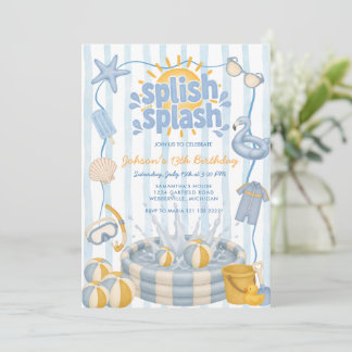 Splish Splash Pool Boy Party Geburtstagseinladung Einladung
