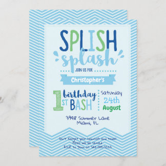 Splish Splash Pool Party 1. Geburtstag Einladung