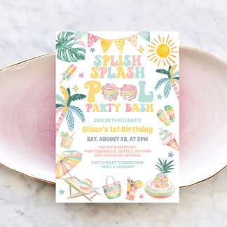 Splish Splash Pool Party Bash Summer Birthday Einladung