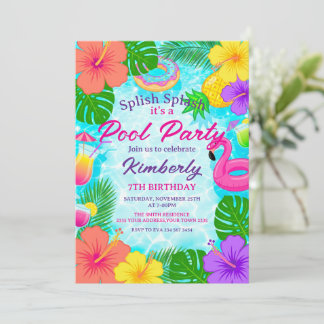 Splish Splash Pool Party Birthday Einladung