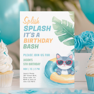 Splish Splash Pool Party Boy Birthday Einladung
