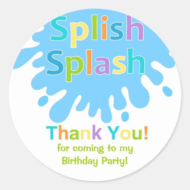 Splish Splash Pool Party Boy Birthday Sticker (Vorderseite)