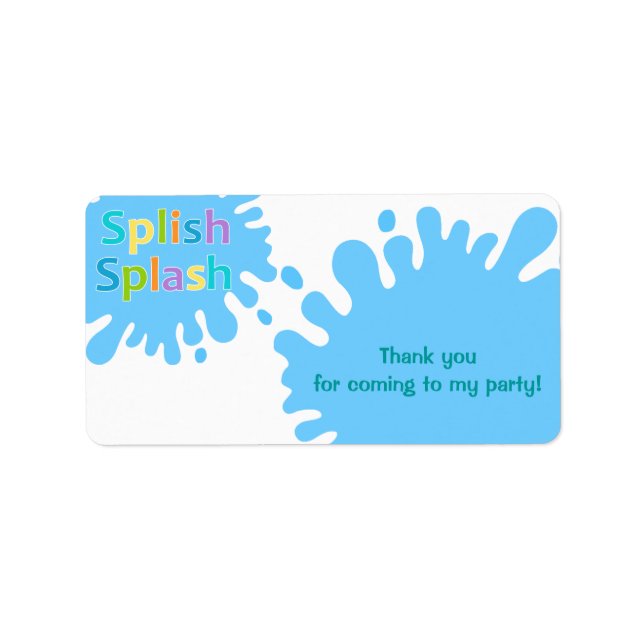 Splish Splash Pool Party Boy Favor Tag Label Adressaufkleber (Vorne)