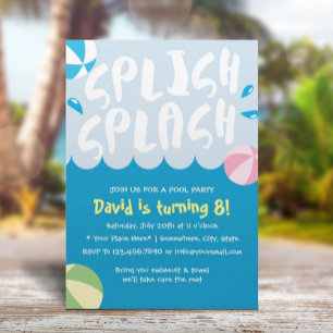 Splish Splash Pool Party Geburtstag Einladung